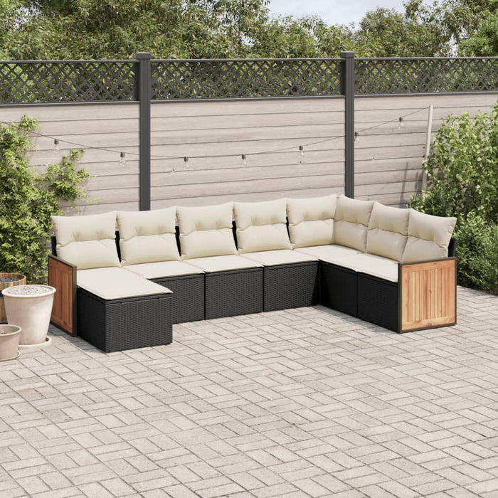 Set Divani da Giardino con Cuscini 8 pz Nero in Polyrattan 3227925