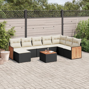 Set Divani da Giardino 9 pz con Cuscini Nero in Polyrattancod mxl 113622