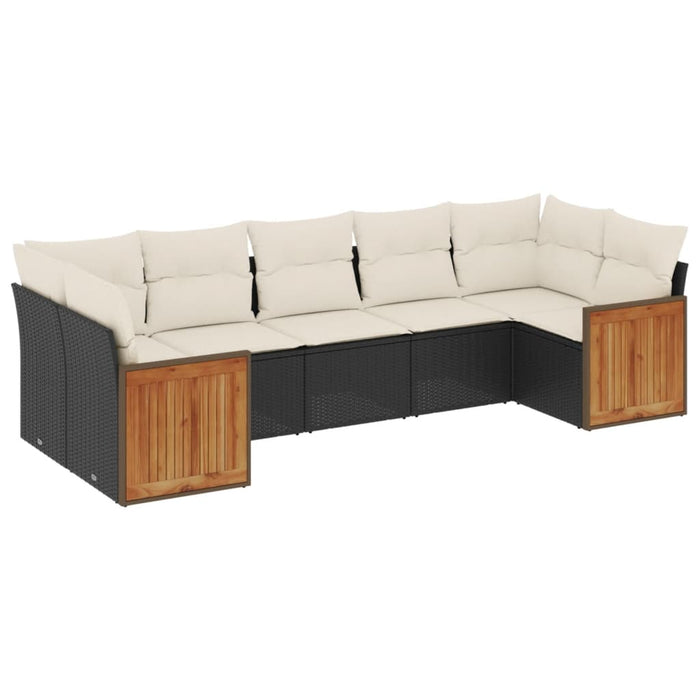 Set Divani da Giardino con Cuscini 7pz Nero Polyrattancod mxl 91722