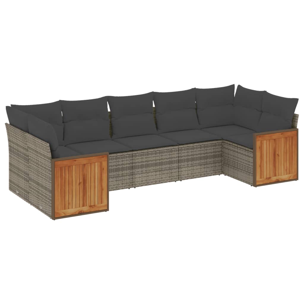 Set Divani da Giardino 7 pz con Cuscini Grigio in Polyrattancod mxl 90197