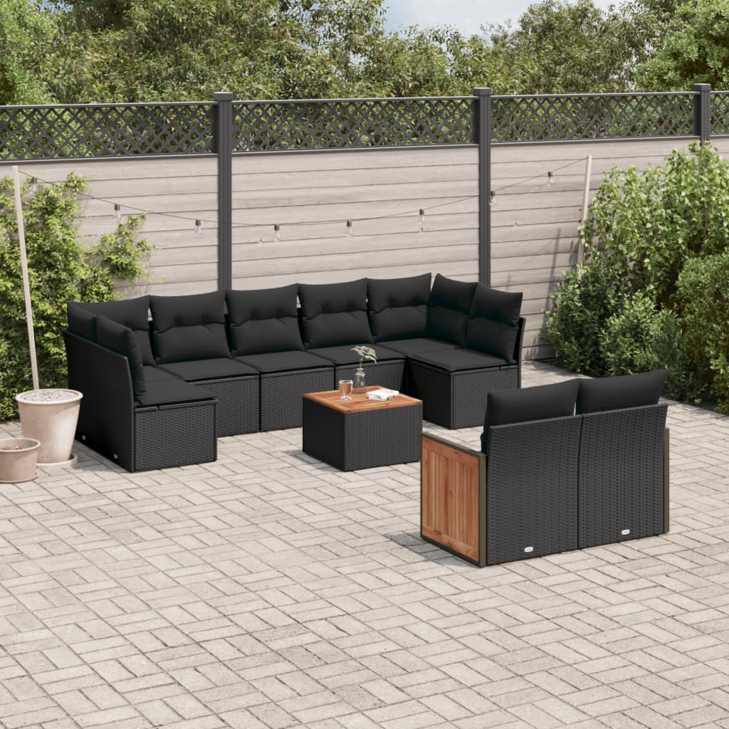 Set Divani da Giardino 10pz con Cuscini in Polyrattan Nerocod mxl 89975