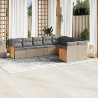 Set Divano da Giardino 9 pz con Cuscini Beige in Polyrattan 3227984