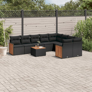 Set Divani da Giardino 10pz con Cuscini in Polyrattan Nerocod mxl 116932