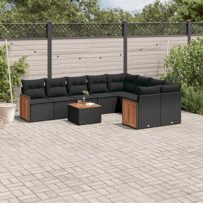 Set Divani da Giardino 10pz con Cuscini in Polyrattan Nerocod mxl 116932