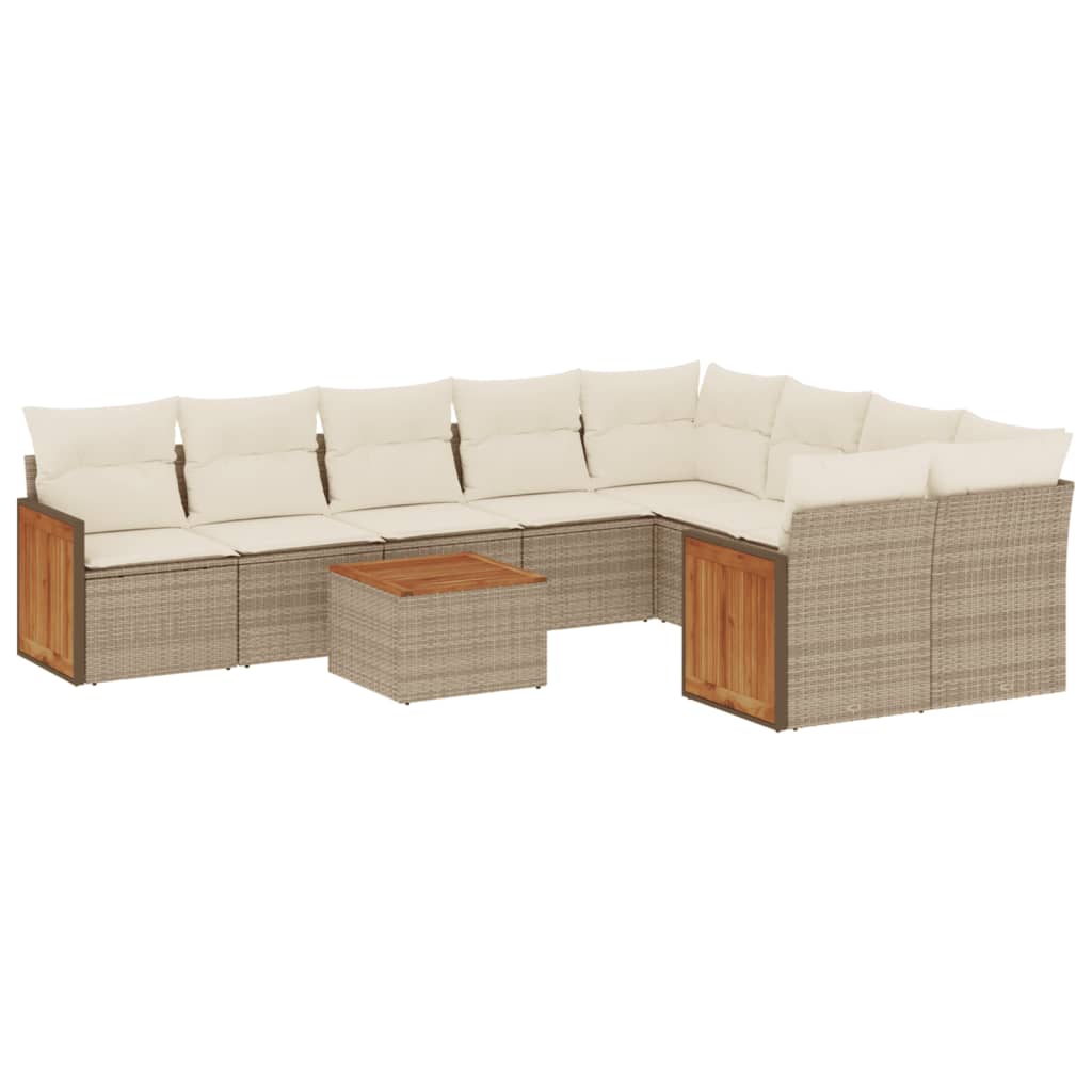 Set Divano da Giardino 10 pz con Cuscini Beige in Polyrattancod mxl 89977