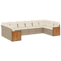 Set Divano da Giardino 10 pz con Cuscini Beige in Polyrattan 3228004