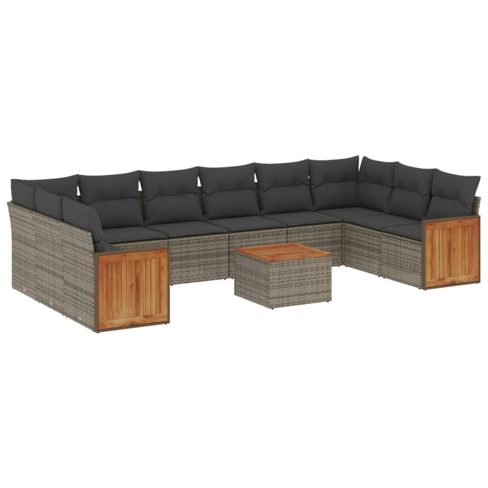 Set Divani da Giardino 11 pz con Cuscini in Polyrattan Grigio 3228013