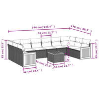 Set Divani da Giardino 11 pz con Cuscini in Polyrattan Grigio 3228013