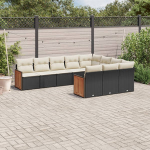 Set Divani da Giardino 10pz con Cuscini in Polyrattan Nerocod mxl 90204