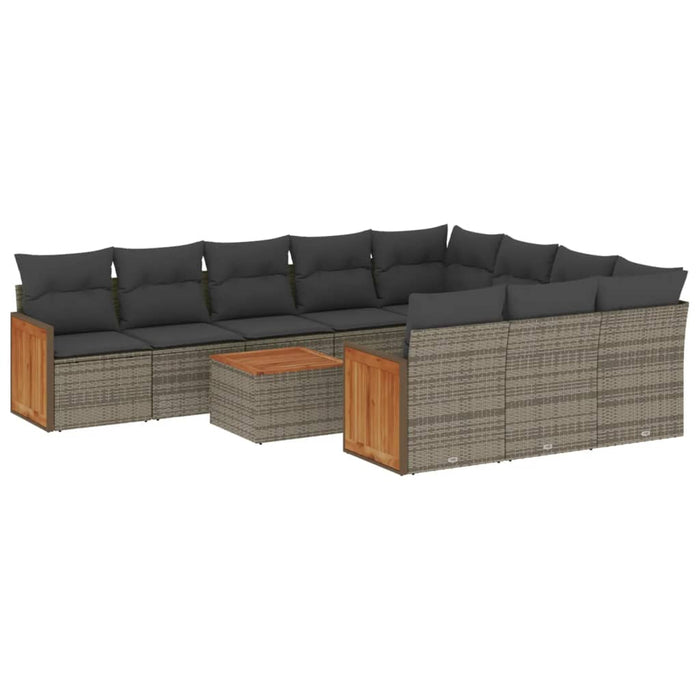 Set Divani da Giardino 11 pz con Cuscini in Polyrattan Grigio 3228027