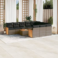 Set Divani da Giardino 11 pz con Cuscini in Polyrattan Grigio 3228027