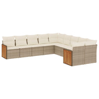 Set Divano da Giardino 10 pz con Cuscini Beige in Polyrattan 3228032