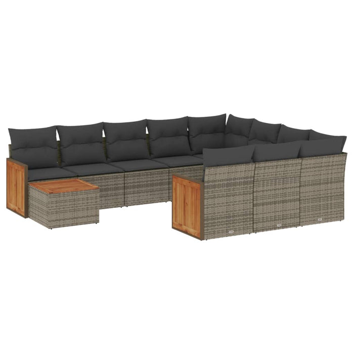 Set Divani da Giardino 11 pz con Cuscini in Polyrattan Grigio 3228048