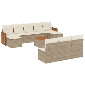 Set Divani da Giardino 11 pz con Cuscini Beige in Polyrattan 3228074