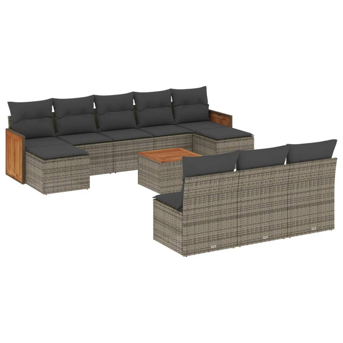 Set Divani da Giardino 11 pz con Cuscini in Polyrattan Grigio 3228076