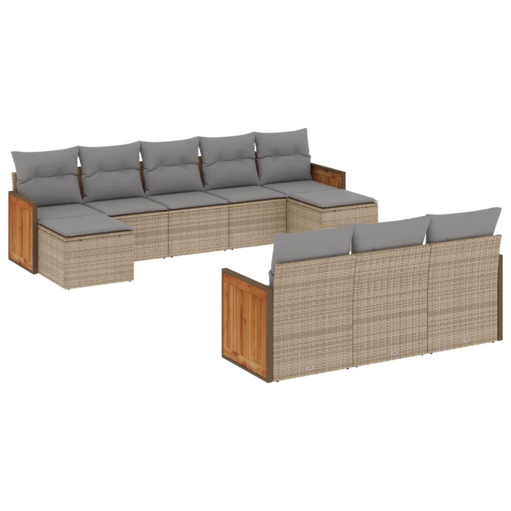 Set Divano da Giardino 10 pz con Cuscini Beige in Polyrattancod mxl 88855