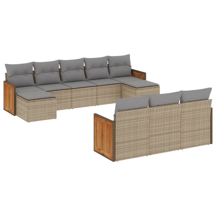 Set Divano da Giardino 10 pz con Cuscini Beige in Polyrattancod mxl 88855