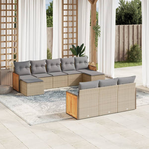 Set Divano da Giardino 10 pz con Cuscini Beige in Polyrattancod mxl 88855