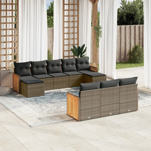 Set Divano da Giardino 10 pz con Cuscini Grigio in Polyrattancod mxl 116631