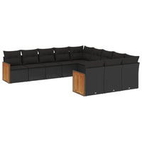 Set Divani da Giardino 11 pz con Cuscini in Polyrattan Nero 3228106