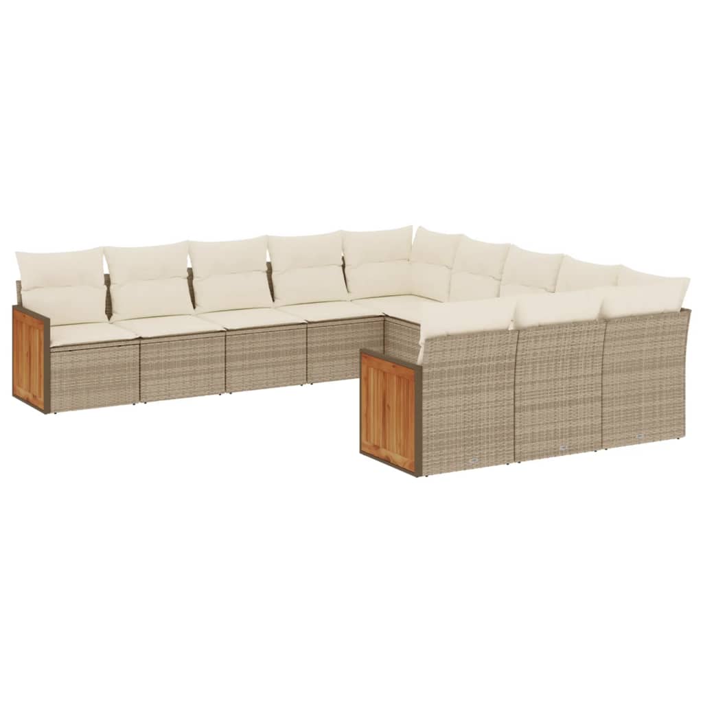 Set Divani da Giardino 11 pz con Cuscini Beige in Polyrattan 3228109