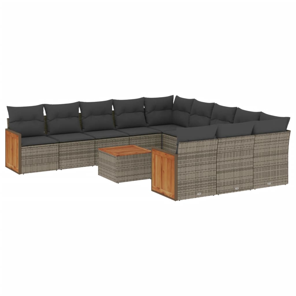 Set Divani da Giardino 12 pz con Cuscini Grigio in Polyrattan 3228118