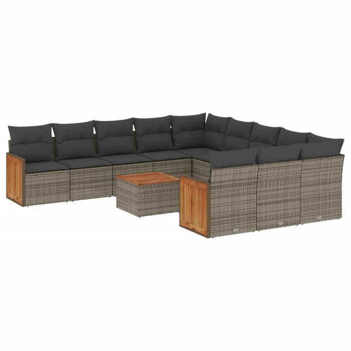 Set Divani da Giardino 12 pz con Cuscini Grigio in Polyrattan 3228118