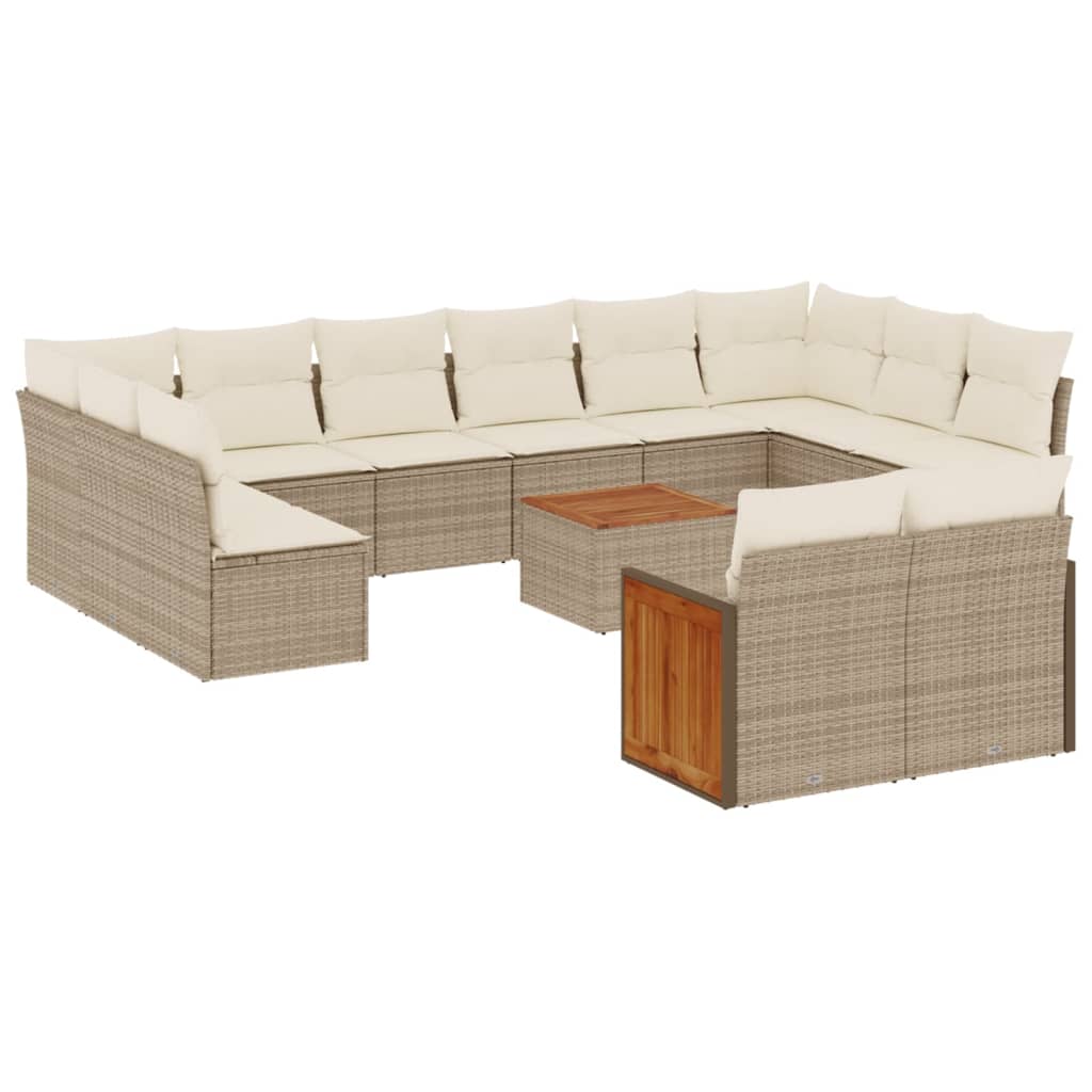 Set Divani da Giardino 12 pz con Cuscini Beige in Polyrattan 3228130