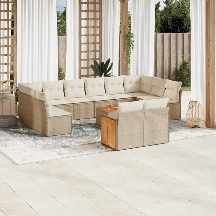 Set Divani da Giardino 12 pz con Cuscini Beige in Polyrattan 3228130