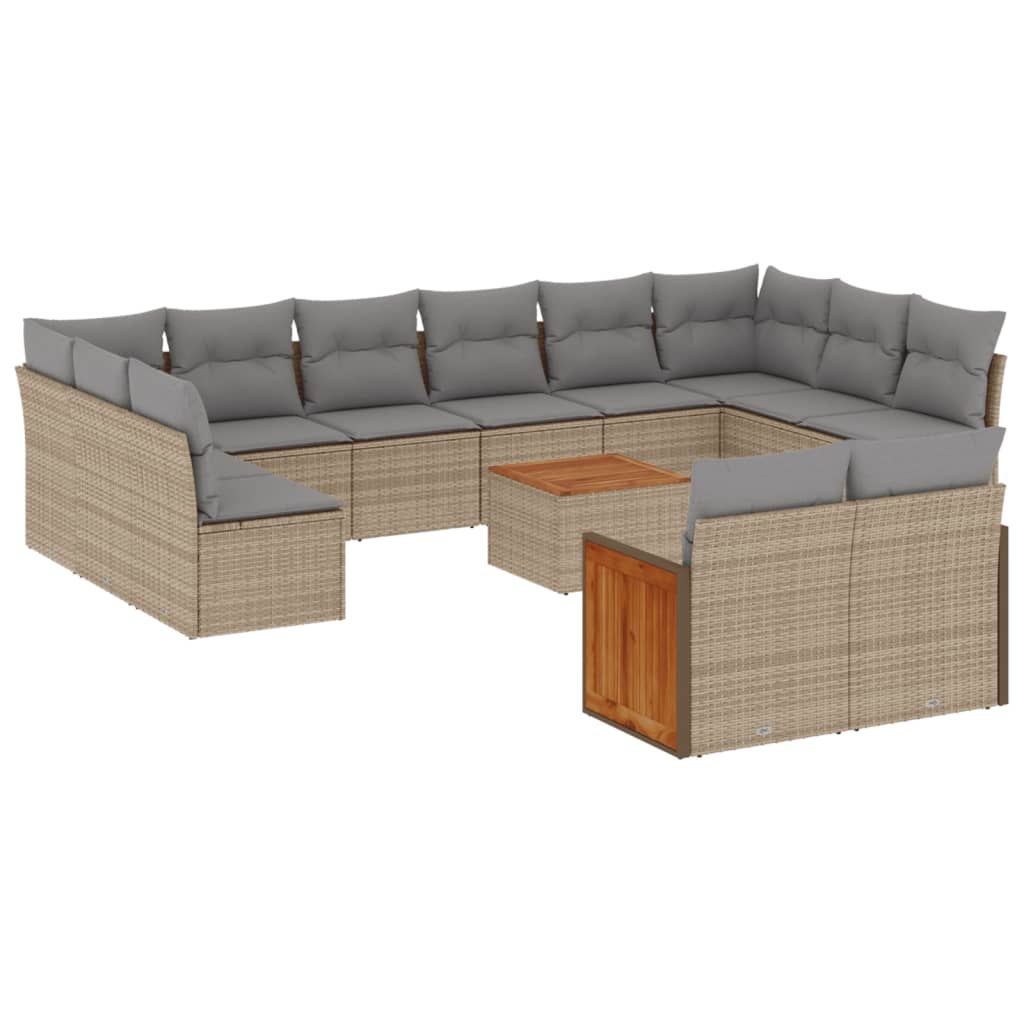 Set Divani da Giardino 12 pz con Cuscini Beige in Polyrattan 3228131