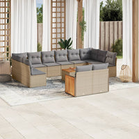 Set Divani da Giardino 12 pz con Cuscini Beige in Polyrattan 3228131