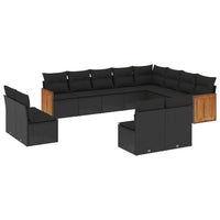 Set Divani da Giardino 12 pz con Cuscini Nero in Polyrattan 3228148