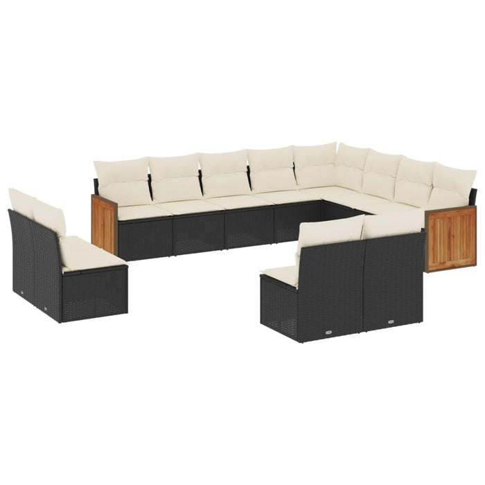 Set Divani da Giardino 12 pz con Cuscini Nero in Polyrattan 3228149