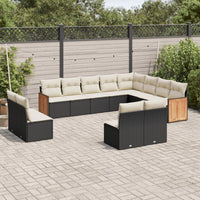 Set Divani da Giardino 12 pz con Cuscini Nero in Polyrattan 3228149