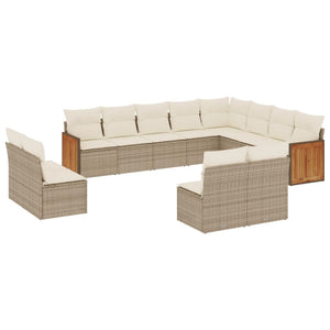 Set Divani da Giardino 12 pz con Cuscini Beige in Polyrattancod mxl 90163