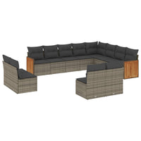 Set Divani da Giardino 12 pz con Cuscini Grigio in Polyrattan 3228153