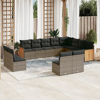 Set Divani da Giardino 12 pz con Cuscini Grigio in Polyrattan 3228153