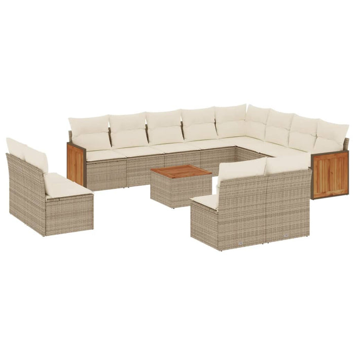 Set Divano da Giardino 13 pz con Cuscini Beige in Polyrattan 3228158