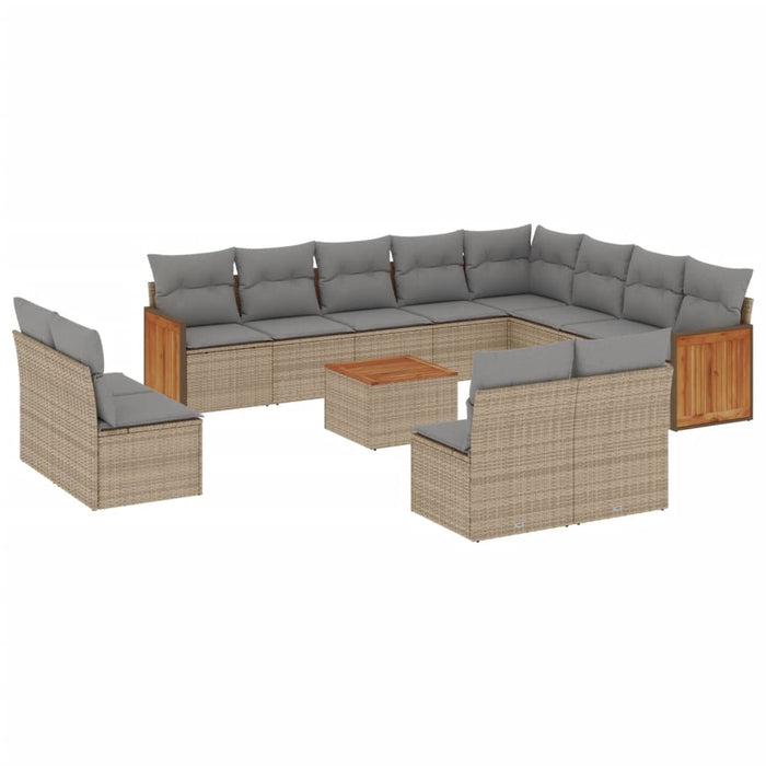 Set Divano da Giardino 13 pz con Cuscini Beige in Polyrattancod mxl 114290