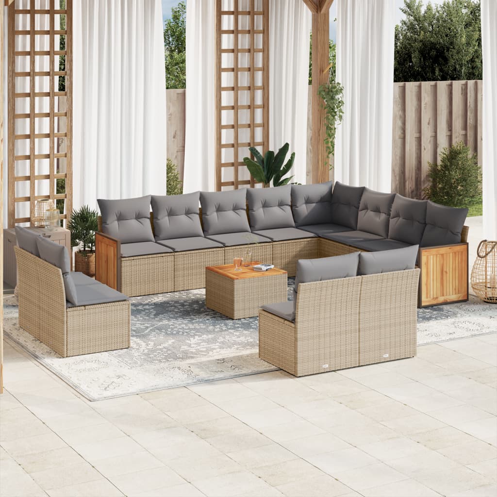 Set Divano da Giardino 13 pz con Cuscini Beige in Polyrattancod mxl 114290