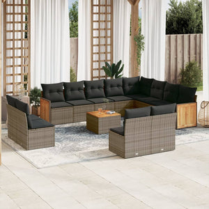 Set Divani da Giardino 13 pz con Cuscini Grigio in Polyrattan 3228160