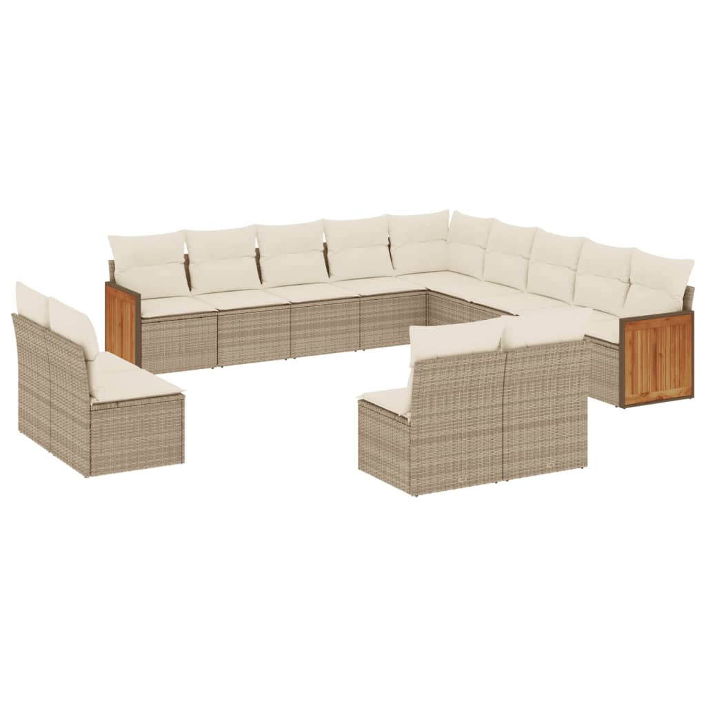 Set Divano da Giardino 13 pz con Cuscini Beige in Polyrattan 3228165