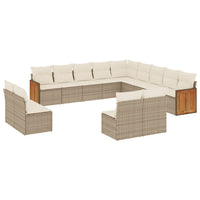 Set Divano da Giardino 13 pz con Cuscini Beige in Polyrattan 3228165