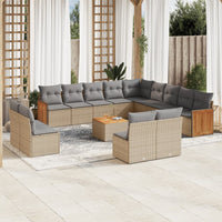 Set Divani da Giardino 14pz con Cuscini in Polyrattan Beigecod mxl 113972