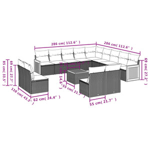 Set Divani da Giardino 14pz con Cuscini in Polyrattan Grigio 3228174