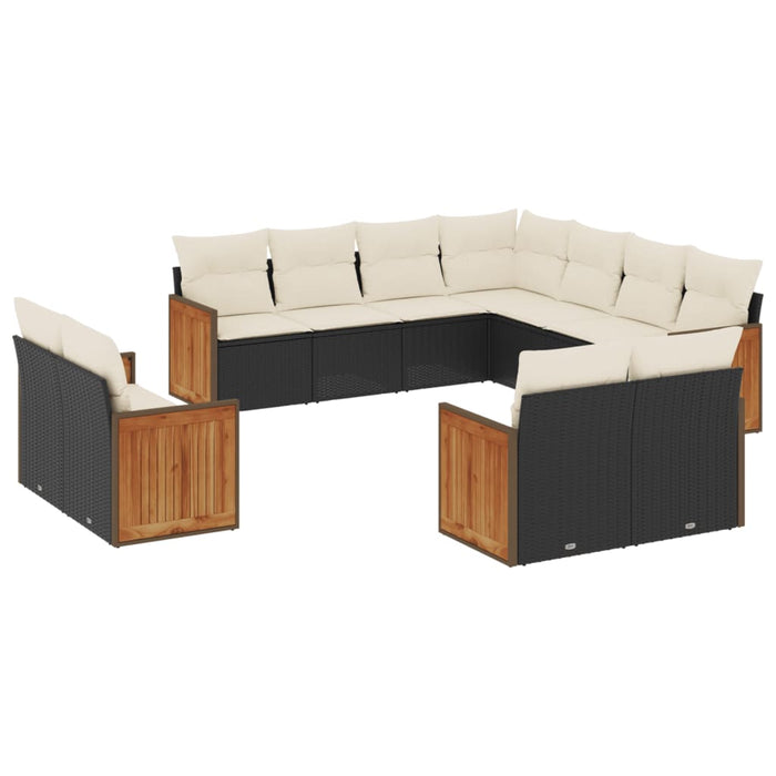 Set Divani da Giardino 11 pz con Cuscini in Polyrattan Nero 3228177