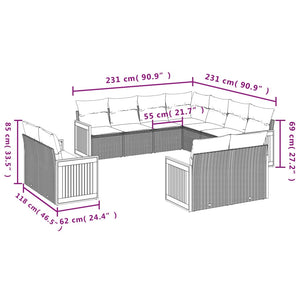 Set Divani da Giardino 11 pz con Cuscini in Polyrattan Nero 3228177