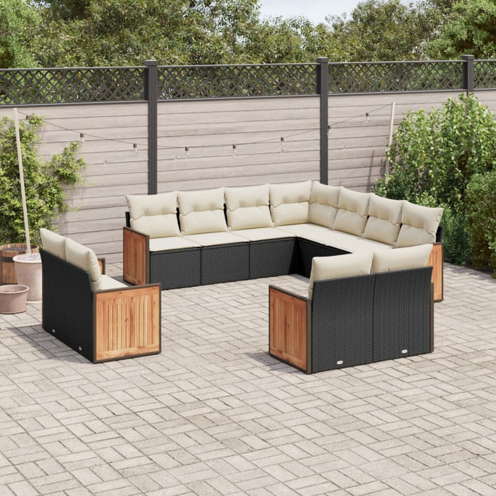 Set Divani da Giardino 11 pz con Cuscini in Polyrattan Nero 3228177