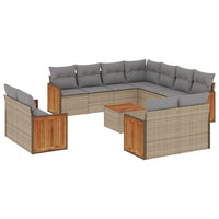 Set Divani da Giardino 12 pz con Cuscini Beige in Polyrattan 3228187