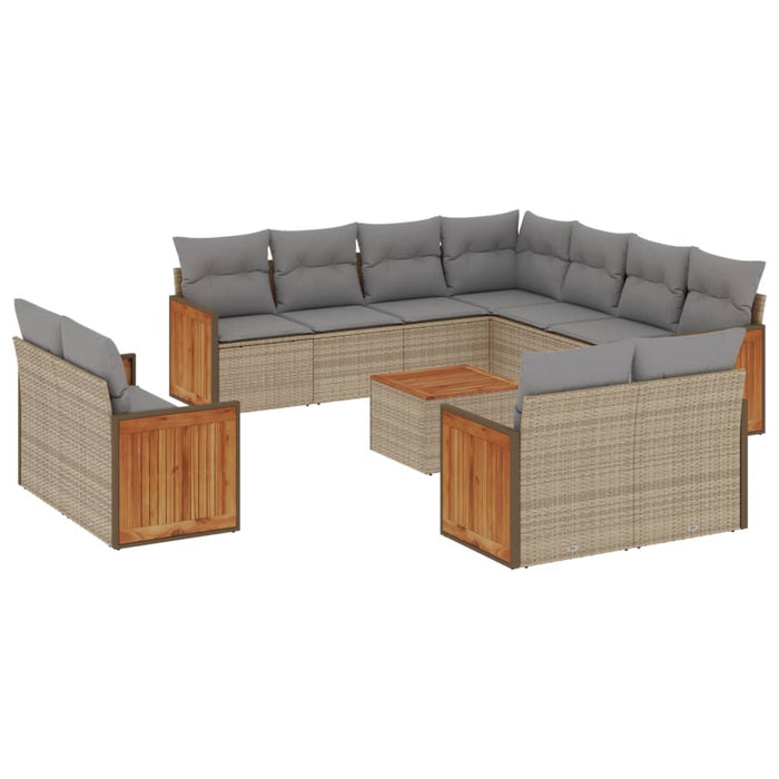 Set Divani da Giardino 12 pz con Cuscini Beige in Polyrattancod mxl 90159